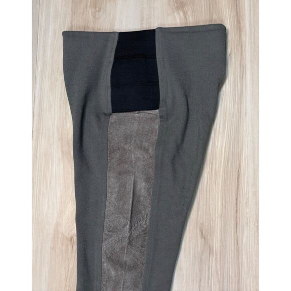 Hale Bob XS Suede Panel Legging Pant Leather Trim Stretch Olive Insm 26” sz XS - Picture 5 of 13